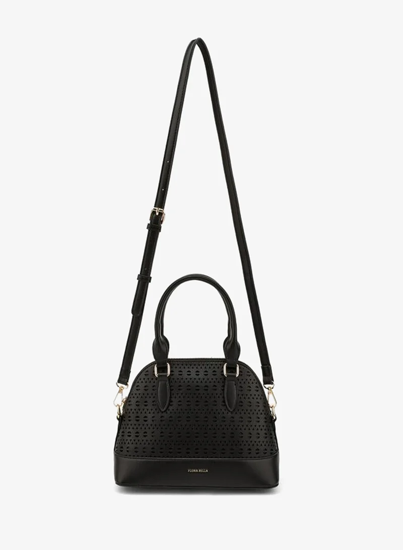 Flora Bella By Shoexpress BLACK Laser Cut Satchel Bag With Detachable Strap for Women | Best Price UAE