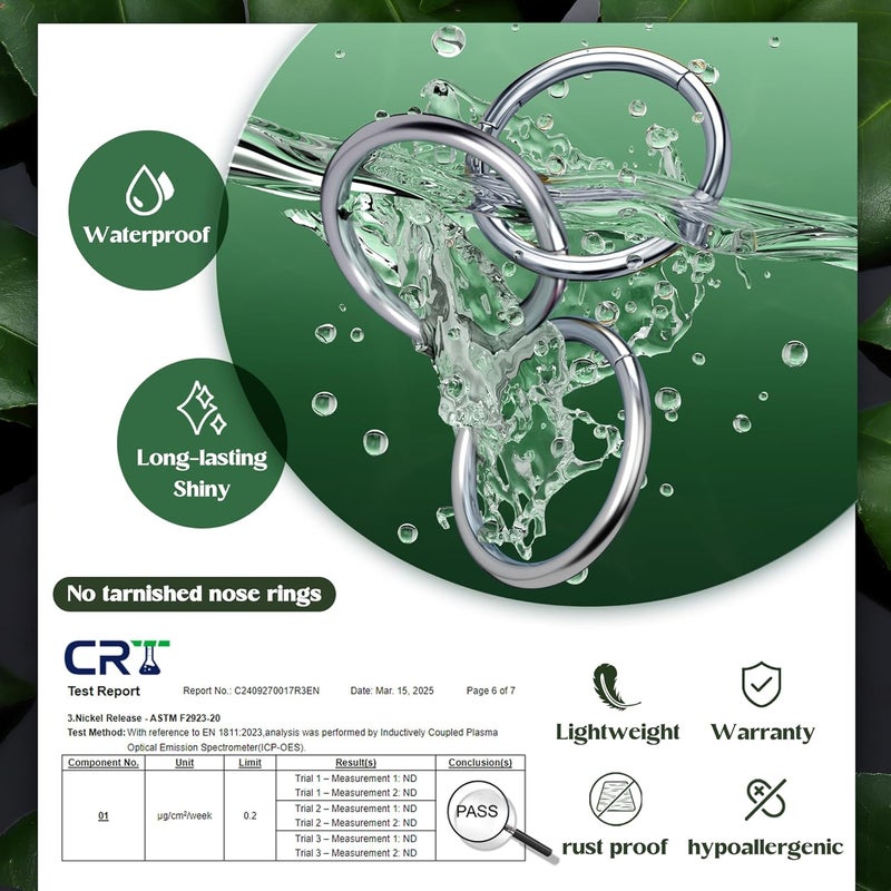 Jstyle 8Pcs 18G Hypoallergenic Nose Rings for Men Women 316L Surgical Steel Septum Rings Hinged Clicker Segment Nose Hoops Cartilage Daith Tragus Sleeper Earrings Piercing Jewelry 6-12MM - Image 2