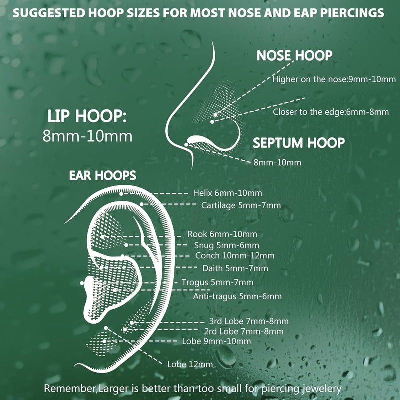 Jstyle 8Pcs 18G Hypoallergenic Nose Rings for Men Women 316L Surgical Steel Septum Rings Hinged Clicker Segment Nose Hoops Cartilage Daith Tragus Sleeper Earrings Piercing Jewelry 6-12MM - Image 5