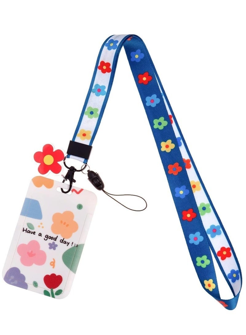 ID Badge Holder with Lanyard Fashionable Card Holders Lanyards Name Tag Vertical Protector Bage Clips - Image 1