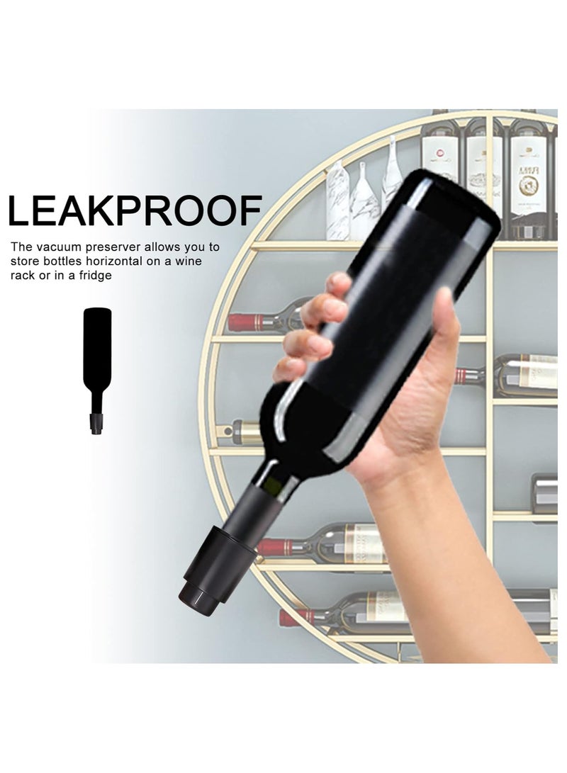 Barakah 6 Pcs Bottle Stopper Bottle Closure Sealer Bottle Pump Vacuum Stoppers Vacuum Pump Stoppers for Glass Bottles Black - Image 3