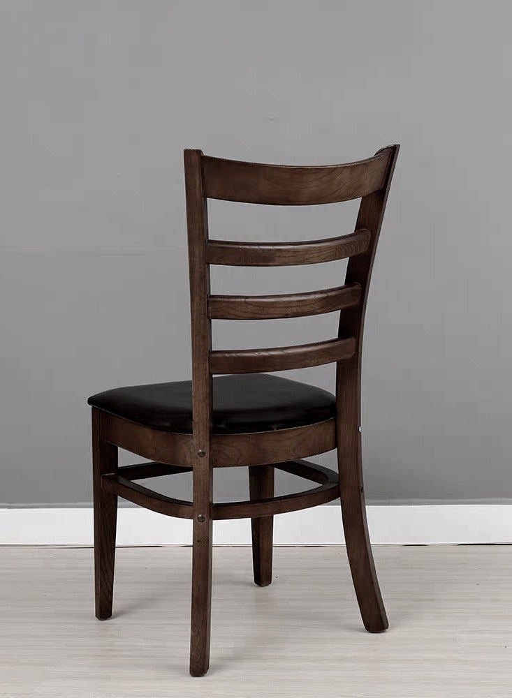 لاني كرسي طعام خشب بلوط صلب مقعد جلدي (كرسي مكون من قطعة واحدة) - Image 2