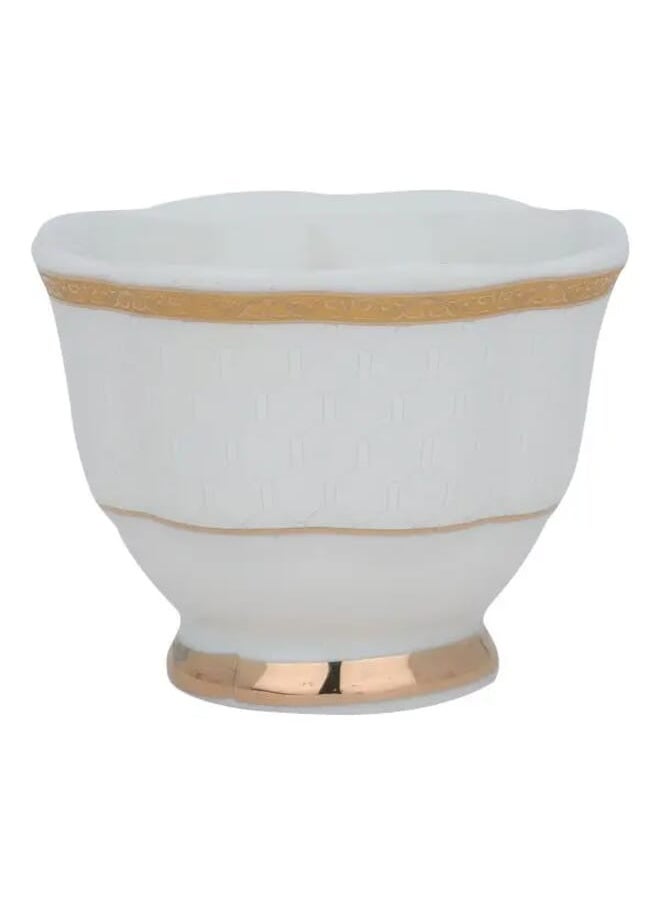 Alsaif Gallery Set of 12 pieces white porcelain coffee cups engraved with gold line  - Image 1