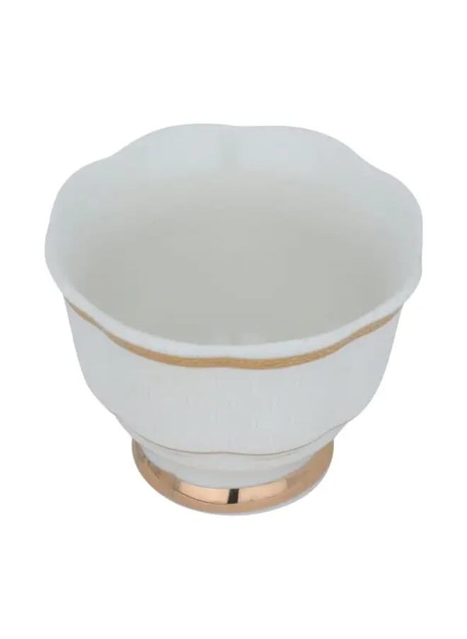 Alsaif Gallery Set of 12 pieces white porcelain coffee cups engraved with gold line  - Image 2