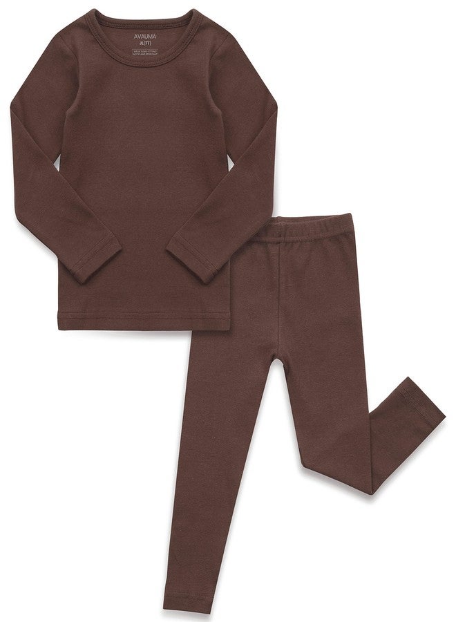 AVAUMA Baby Boys Girls Pajama Set Kids Toddler Snug fit Basic Cotton Sleepwear pjs for Daily (Brown-2 Small) - Image 1