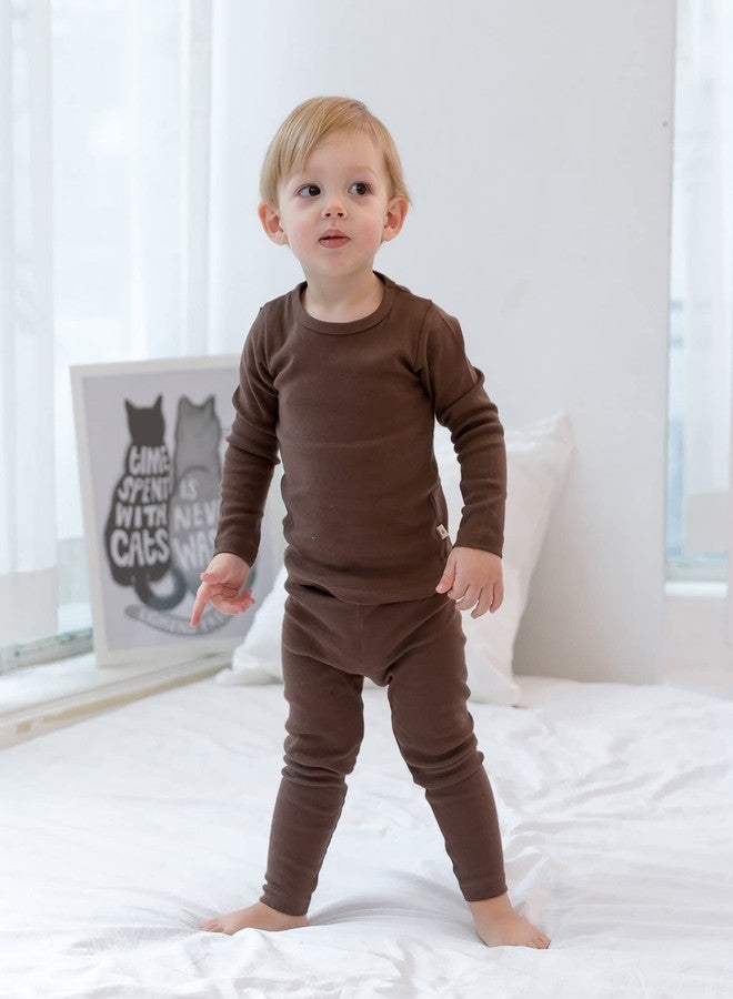 AVAUMA Baby Boys Girls Pajama Set Kids Toddler Snug fit Basic Cotton Sleepwear pjs for Daily (Brown-2 Small) - Image 4