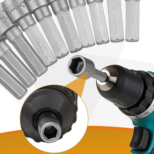 Serplex® 23Pcs Power Nuts Driver Drill Bit Tools Set Metric Socket Wrench Screw Impact Bit Set 1/4'' Nut Driver Hex Metric & SAE Socket Wrench for Power Tools, Electric Drills Screwdrivers Socket - Image 4