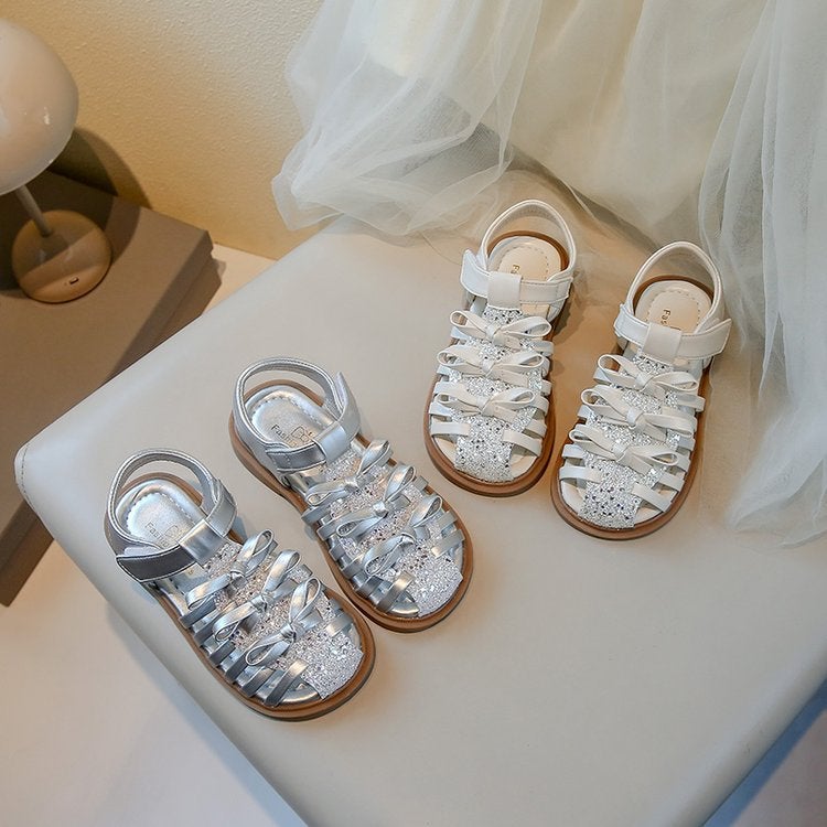 Girls' Sandals 2025 Children'S Hollow Breathable Roman Shoes Baby'S Soft Bottom Crystal Princess Shoes - Image 4