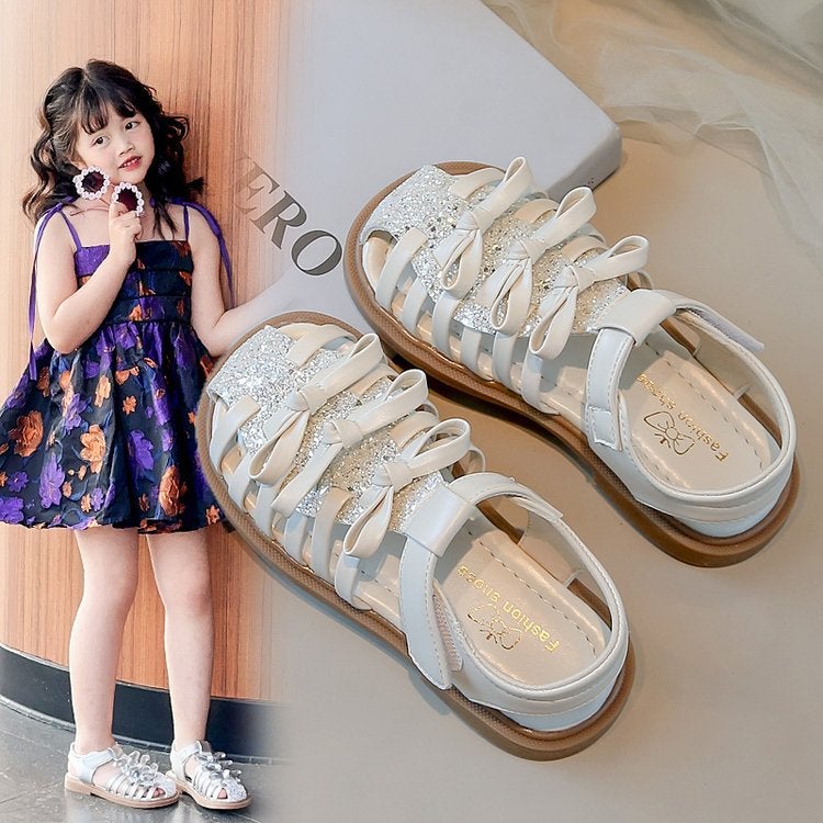 Girls' Sandals 2025 Children'S Hollow Breathable Roman Shoes Baby'S Soft Bottom Crystal Princess Shoes - Image 3