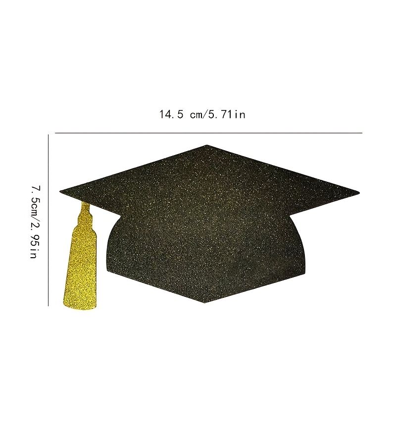 Black And Gold Graduation Cap Message Cards 7 Pack Party Decor - Image 3
