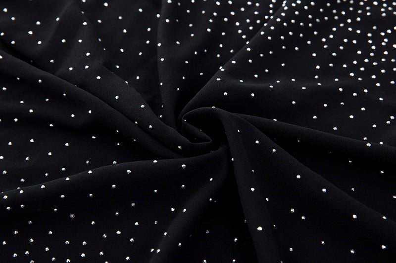 REEMONDE Womens Pashmina Shawls and Wraps for Evening Dresses Chiffon Bridal Shawl for Wedding Dressy Rhinestones Sparkly Scarf (Black) - Image 5