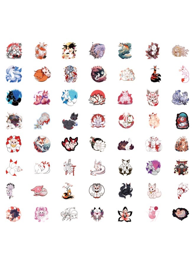 NIBEMINENT 55 Pcs Cartoon Kitsune Deco Kit Waterproof Stickers, High Definition Printing Bright Colors, Suitable for Laptop Skateboard Luggage Water Bottle Guitar DIY - Image 3
