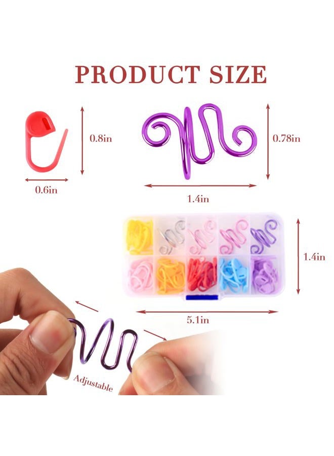 LBU 4Pcs Crochet Ring + 60Pcs Stitch Markers Adjustable Crochet Tension Rings for Finger Handmade Open Yarn Guide Crocheting Rings Knitting Accessories with Box Crochet Gifts for Women Mom Crocheters - Image 3