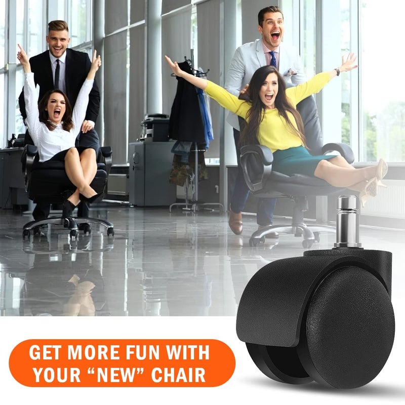 IYBOffice Chair Wheels 2 Inch Chair Caster Wheel Set of 5 Heavy Duty Chair Wheel Replacement No Noise Suitable for Hardwood Floors and Carpets - Image 5