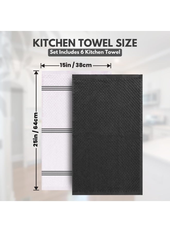هومستر مناشف المطبخ الفاخرة -حزمة من 6،100 ٪ قطن 15"× 25" مناشف صحن ممتصة -425 GSM مناشف الشاي، مناشف ديشماش مطبخ تيري -قماش صحن رمادي لتنظيف المنازل - Image 4