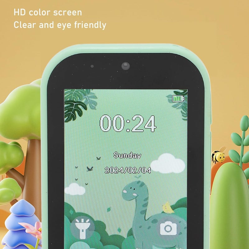 Green Kids Smart Phone Toy 2 8in 1080P 48MP Dual Camera Music Player Game - Image 4