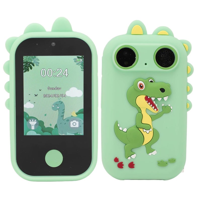 Green Kids Smart Phone Toy 2 8in 1080P 48MP Dual Camera Music Player Game - Image 1