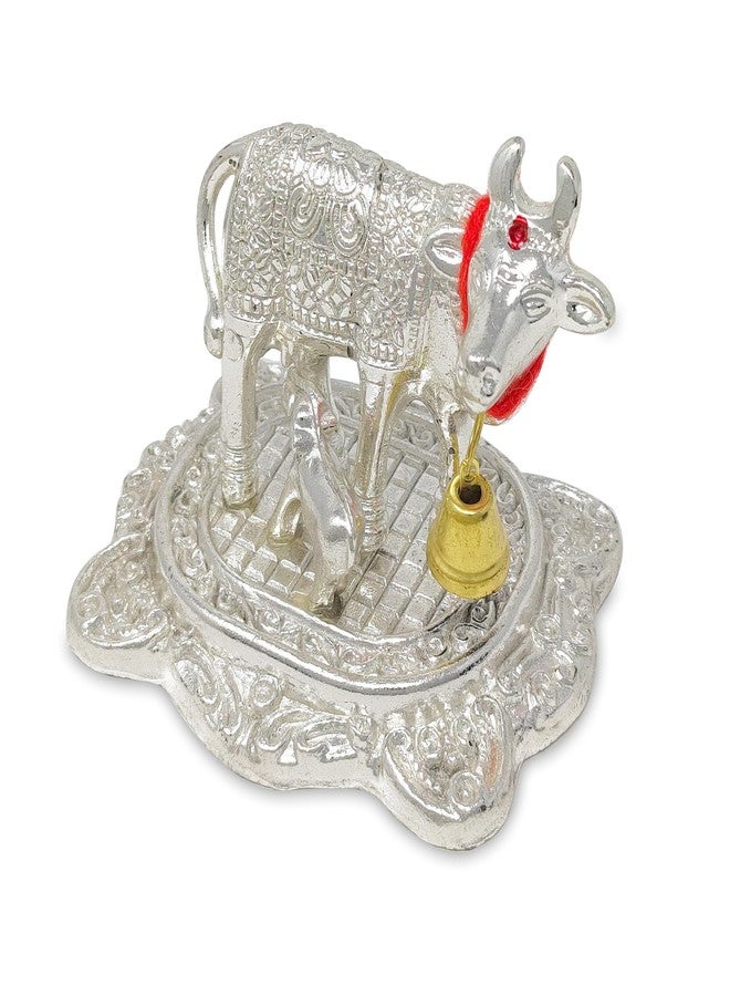 NOBILITY Small Kamdhenu Cow with Calf Metal Statue Showpiece Decorative Item for Home Office Diwali Decoration Pooja Items Wedding Return Gifts - Image 3