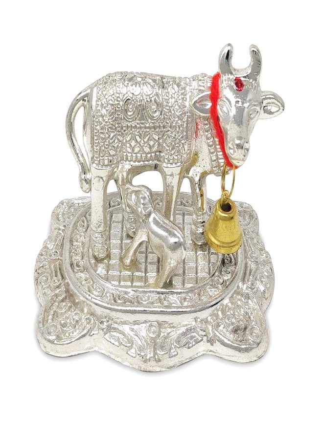 NOBILITY Small Kamdhenu Cow with Calf Metal Statue Showpiece Decorative Item for Home Office Diwali Decoration Pooja Items Wedding Return Gifts - Image 1