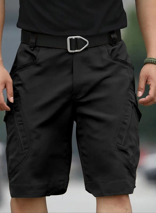 whox Mens Hiking Cargo Shorts Casual Tactical Waterproof Shorts for Work Golf Fishing with 6 Pockets(No Belt), Black, M - Image 2