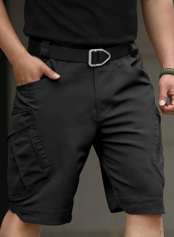 whox Mens Hiking Cargo Shorts Casual Tactical Waterproof Shorts for Work Golf Fishing with 6 Pockets(No Belt), Black, M - Image 3