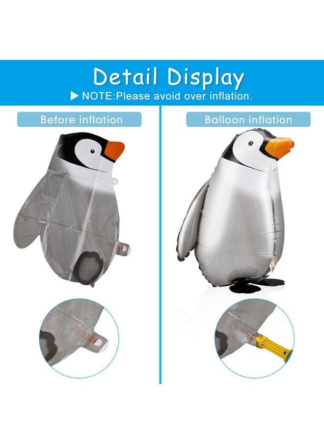 Zhanmai - 6 Pieces Walking Penguin Balloons Penguin Foil Balloons Pet Air Walkers Walking Animal Balloons Helium Balloons For Baby Shower Birthday Party Decoration Supplies - Image 1