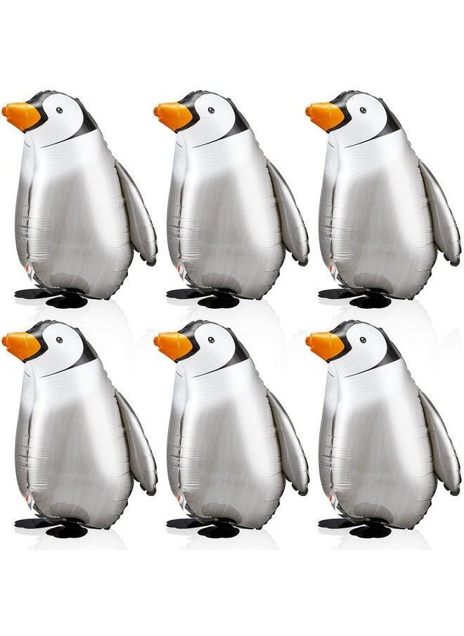 Zhanmai - 6 Pieces Walking Penguin Balloons Penguin Foil Balloons Pet Air Walkers Walking Animal Balloons Helium Balloons For Baby Shower Birthday Party Decoration Supplies - Image 1