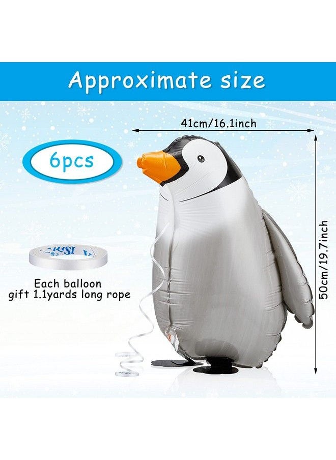 Zhanmai - 6 Pieces Walking Penguin Balloons Penguin Foil Balloons Pet Air Walkers Walking Animal Balloons Helium Balloons For Baby Shower Birthday Party Decoration Supplies - Image 1