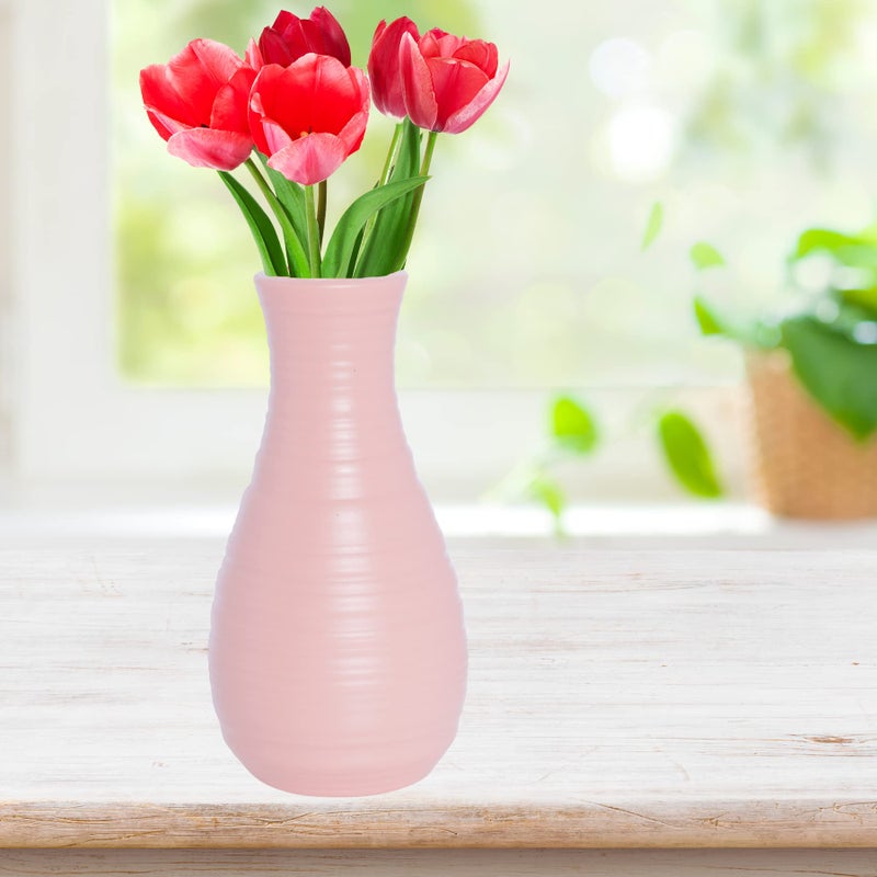 yeabwps 2 Pack Composite Plastics Flower Vase, Unbreakable Ceramic Look Vase for Home Decor Centerpieces, Arranging Bouquets (Pink) - Image 5