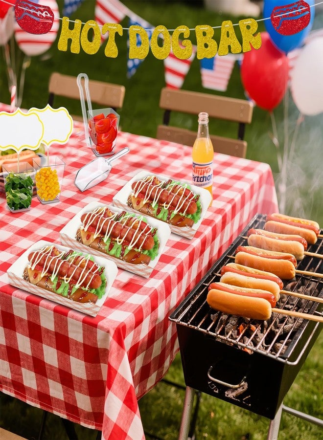 FoldTier 101 Pcs Barbecue Hot Dog Birthday Party Decorations Hot Dog Bar Banner Paper Hotdog Tray Eat Hotdog Sausage Party Favors for Picnic Barbeque Holiday Birthday Food Supplies - Image 5