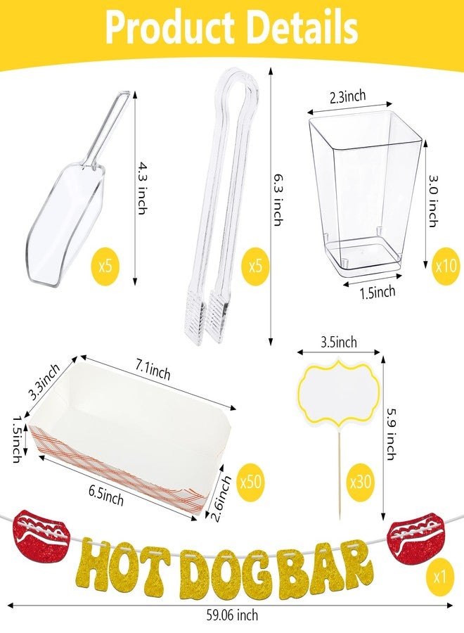 FoldTier 101 Pcs Barbecue Hot Dog Birthday Party Decorations Hot Dog Bar Banner Paper Hotdog Tray Eat Hotdog Sausage Party Favors for Picnic Barbeque Holiday Birthday Food Supplies - Image 2