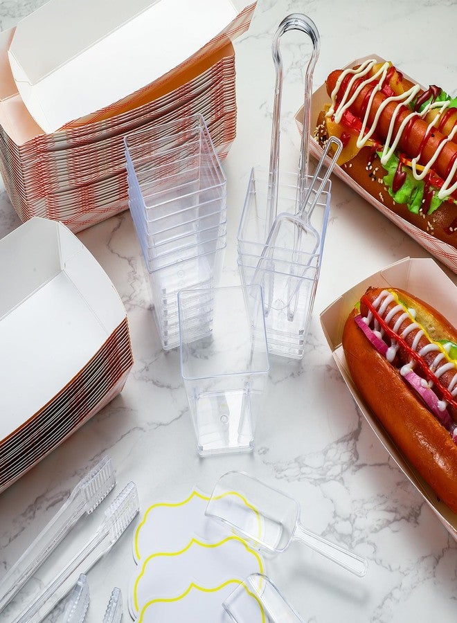 FoldTier 101 Pcs Barbecue Hot Dog Birthday Party Decorations Hot Dog Bar Banner Paper Hotdog Tray Eat Hotdog Sausage Party Favors for Picnic Barbeque Holiday Birthday Food Supplies - Image 3