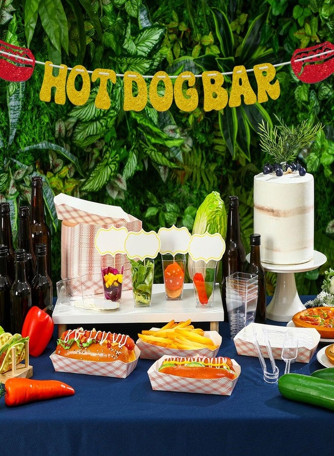 FoldTier 101 Pcs Barbecue Hot Dog Birthday Party Decorations Hot Dog Bar Banner Paper Hotdog Tray Eat Hotdog Sausage Party Favors for Picnic Barbeque Holiday Birthday Food Supplies - Image 4