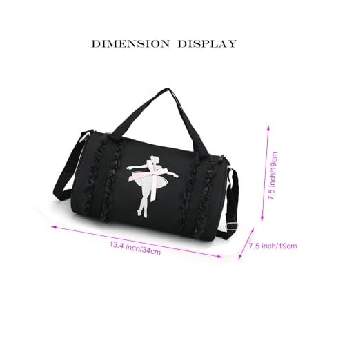 SEHXIM Cute Ballet Dance BagTutu Dress BagGirls Dance Bag Gym Travel Duffle Bag for GirlsPersonalized Waterproof Duffle Bag Dancing shoe pattern - Image 3