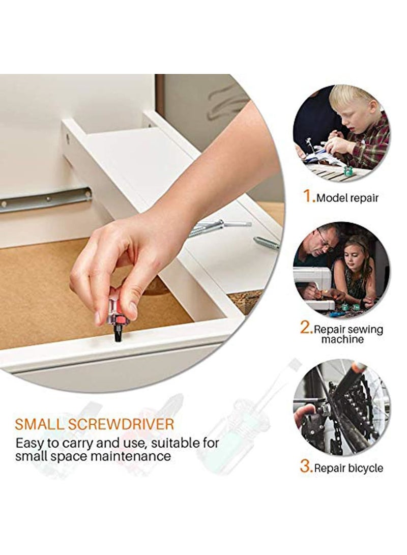 SYOSI Stubby Mini Screwdriver, Pocket Tool Screwdrivers Set, Protable Small Handle Screwdriver Kits for Dismantle and Repair, Flat Head and Phillips Screwdrivers Nut Driver, Finger Grip Drivers Set (6PCS) - Image 5