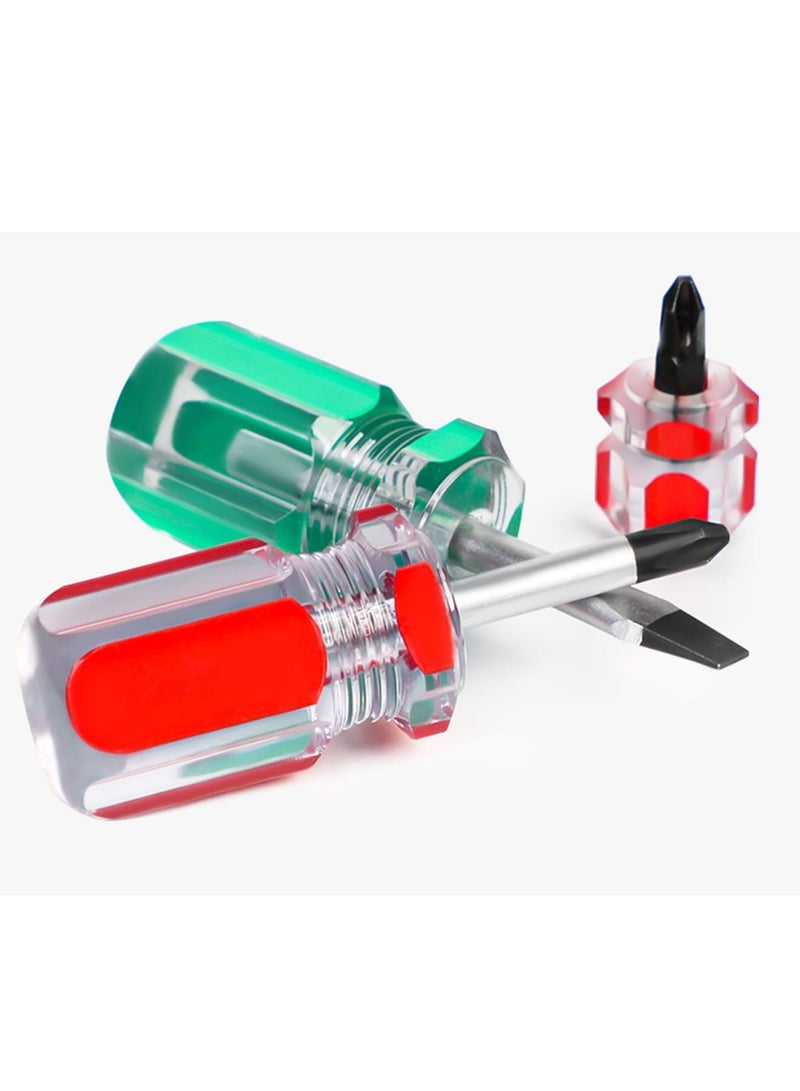 SYOSI Stubby Mini Screwdriver, Pocket Tool Screwdrivers Set, Protable Small Handle Screwdriver Kits for Dismantle and Repair, Flat Head and Phillips Screwdrivers Nut Driver, Finger Grip Drivers Set (6PCS) - Image 2