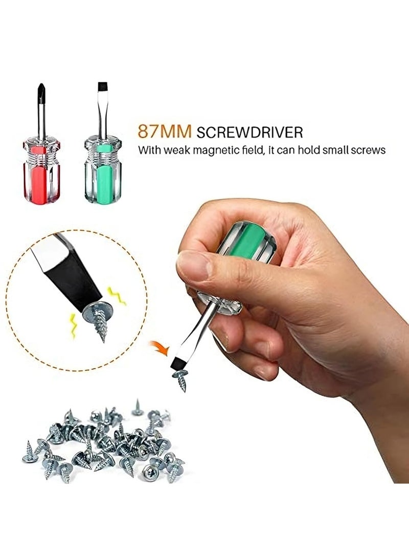 SYOSI Stubby Mini Screwdriver, Pocket Tool Screwdrivers Set, Protable Small Handle Screwdriver Kits for Dismantle and Repair, Flat Head and Phillips Screwdrivers Nut Driver, Finger Grip Drivers Set (6PCS) - Image 3