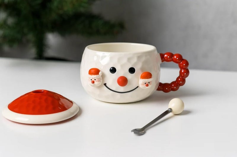 CORALTREE CORAL TREE Snowmen Coffee Set with Mug and Saucer | Tea Cup with Handle for Coffee Tea Cappuccino Green Tea, Home & Office Use | Gift for Kids, Men & Women - Image 2