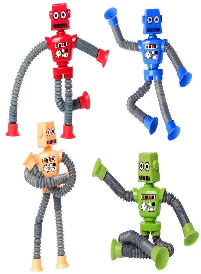 SYSAMA 4 Pcs Shape Changing Robot Toy, Telescopic Pop Tubes Sensory Toys Basket Stocking Stuffer for Kids with Autism, ADHD Fidget Baby Toys for Anxiety Toddlers for 3-9 Year Old Boys Girls - Image 1