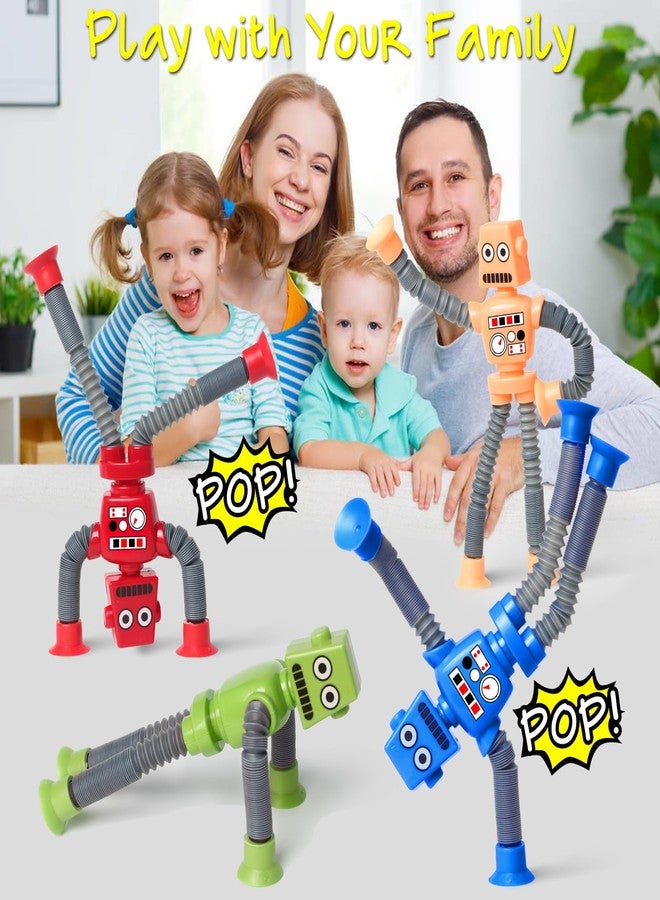 SYSAMA 4 Pcs Shape Changing Robot Toy, Telescopic Pop Tubes Sensory Toys Basket Stocking Stuffer for Kids with Autism, ADHD Fidget Baby Toys for Anxiety Toddlers for 3-9 Year Old Boys Girls - Image 5