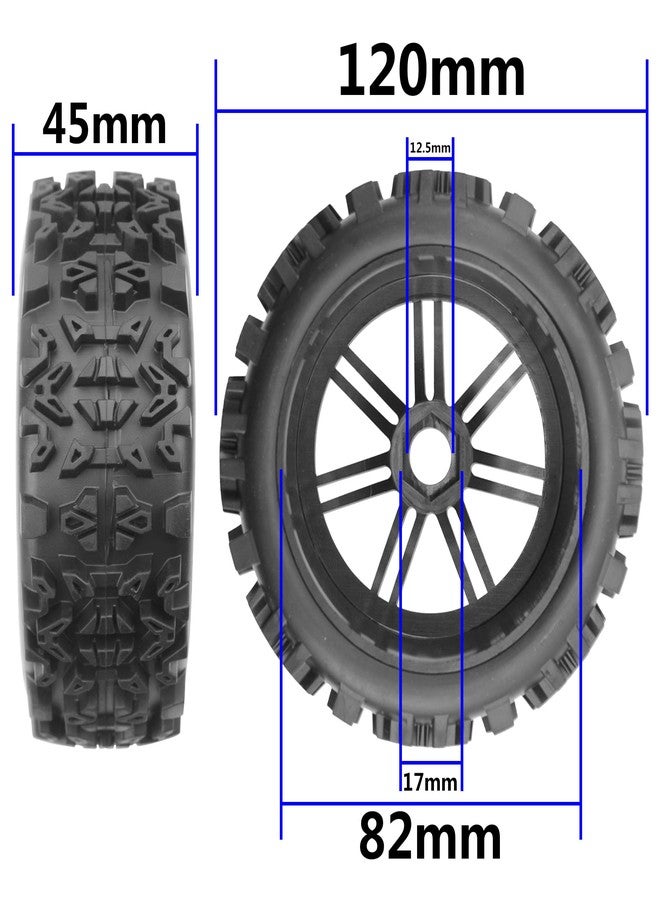 Vgoohobby 4Pack Vgoohobby OD4.72 inch RC 1/8 Off Road Buggy Rubber Tires w/Plastic Wheel Rims 17mm Hex Compatible with HSP HPI Hobao Tamiya Traxxas Kyosho Arrma Typhon 1/8 RC Off Road Buggy - Image 2