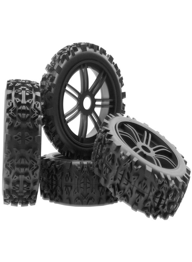 Vgoohobby 4Pack Vgoohobby OD4.72 inch RC 1/8 Off Road Buggy Rubber Tires w/Plastic Wheel Rims 17mm Hex Compatible with HSP HPI Hobao Tamiya Traxxas Kyosho Arrma Typhon 1/8 RC Off Road Buggy - Image 1