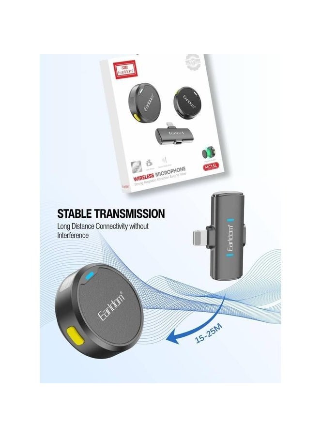 Earldom MC15L Wireless Microphone for iPhone – Magnetic Clip-On Lavalier Mic with Noise Reduction & Crystal-Clear Audio - Image 3