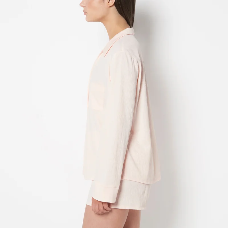 لا سينزا La Senza Casual Sleep Textured Knit Long Sleeve Button Down