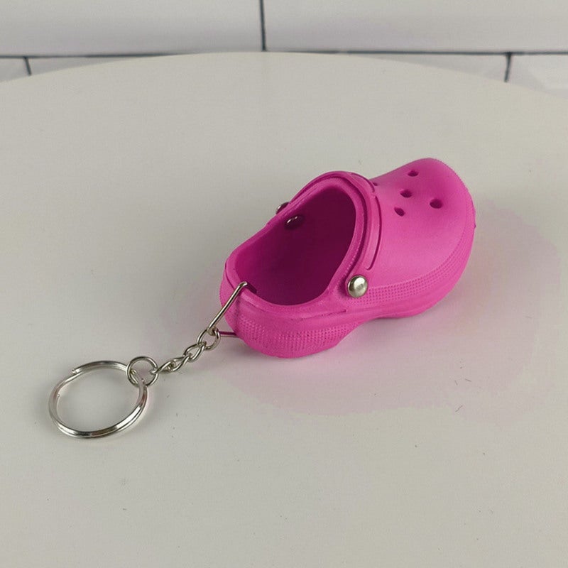 Keychain Mini Cute Silicone Portable Slipper Keychain for Schoolbag Handbag Gift Orange - Image 1