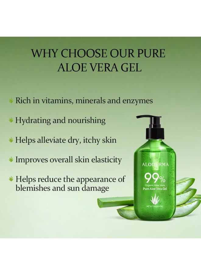ALODERMA Organic Pure Aloe Vera Gel Made with 99% USDA Organic Certified Aloe Vera within 12 Hours of Harvest (300g, 313ml) No Powder Concentrates or Parabens - Perfect for Everyday Use - Suitable ... - Image 2