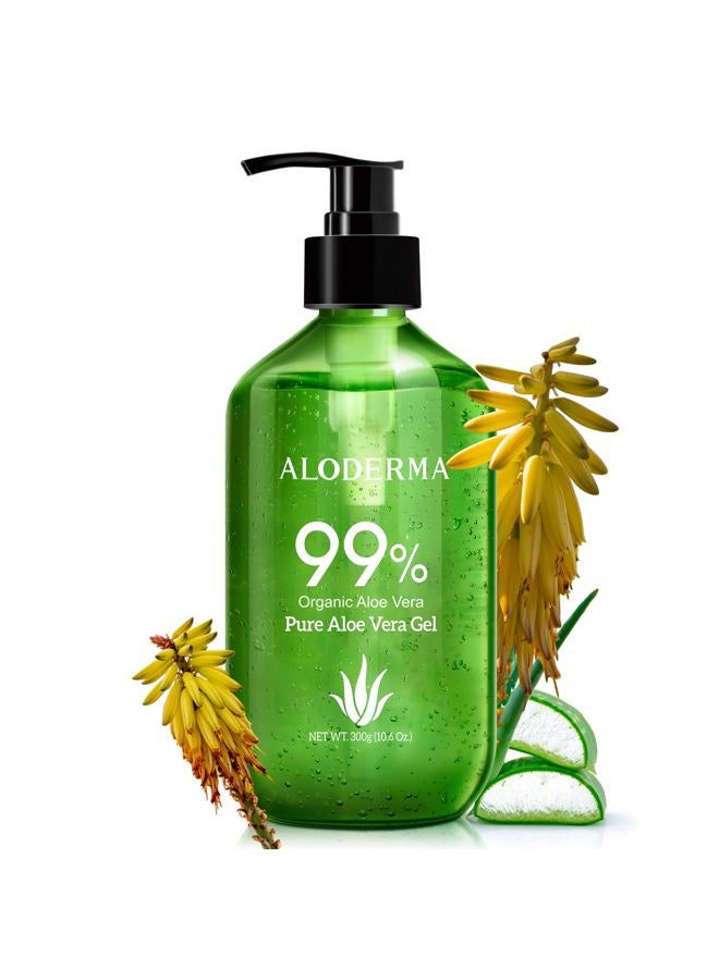 ALODERMA Organic Pure Aloe Vera Gel Made with 99% USDA Organic Certified Aloe Vera within 12 Hours of Harvest (300g, 313ml) No Powder Concentrates or Parabens - Perfect for Everyday Use - Suitable ... - Image 1