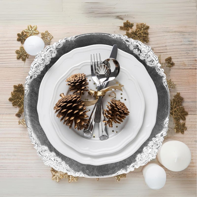 Koyal Wholesale Vintage Charger Plate Silver Pack of 4 - Image 2