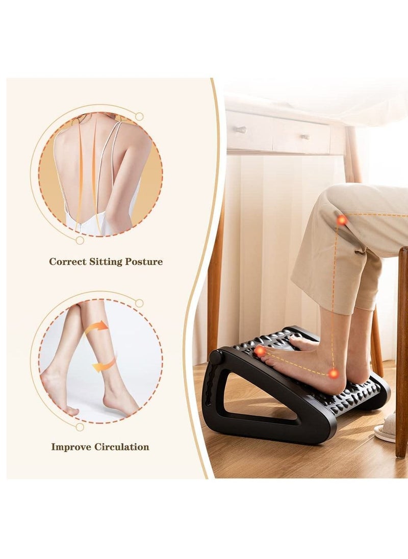 Arabest - Under Desk Footrest, 6 Height Adjustable Foot Rest with Massage Texture and Roller, Foot Stool for Office Chair and Gaming Chair (Black) - Image 1