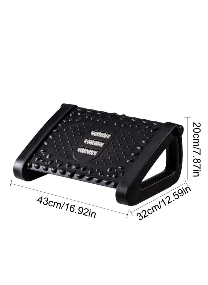 Arabest - Under Desk Footrest, 6 Height Adjustable Foot Rest with Massage Texture and Roller, Foot Stool for Office Chair and Gaming Chair (Black) - Image 1